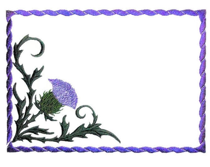 Thistle embroidered quilt label to customize with your personal message