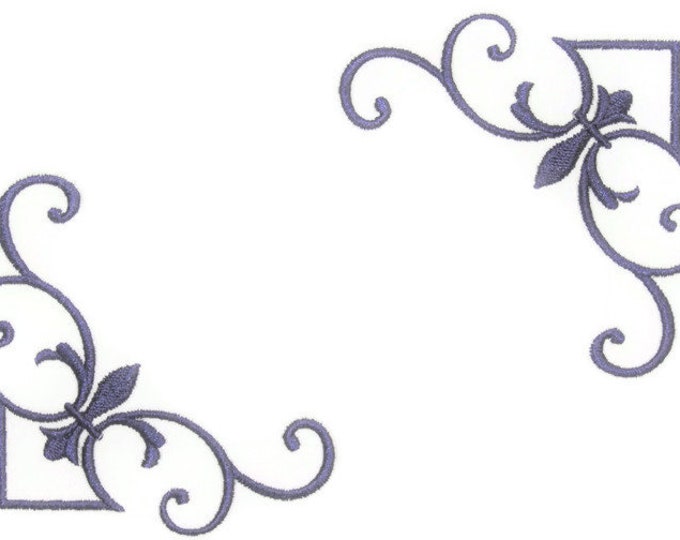 Purple Scrolled embroidered quilt label to customize with your personal message