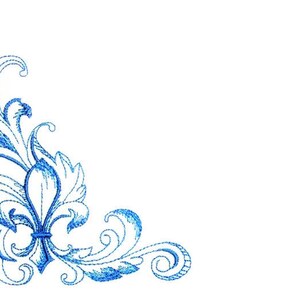 Peut inclure: Un motif floral bleu avec une fleur de lys au centre. Le motif est parfait pour ajouter une touche d'élégance à tout projet.