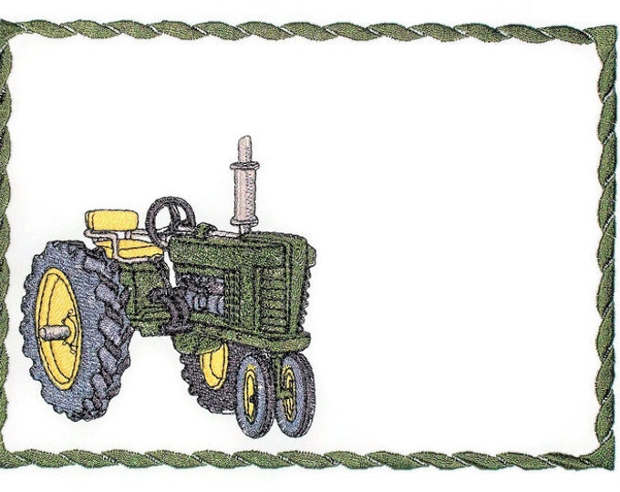 Farm Tractor embroidered quilt label to customize with your personal message