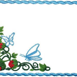 Butterfly & Raspberry embroidered quilt label to customize with your personal message