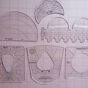 Set of 6 Templates for Free motion quilting on your home sewing machine