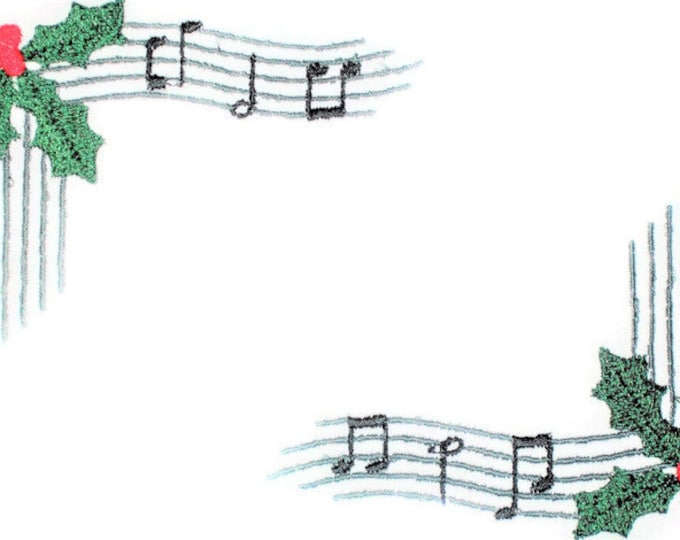 Musical Christmas holly & berries embroidered quilt label to customize with your personal message