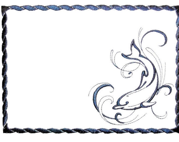 Dolphin embroidered quilt label to customize with your personal message