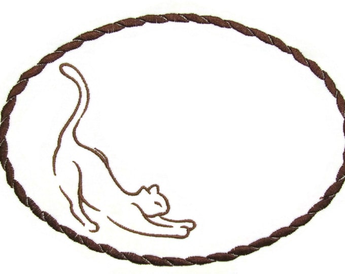 Cat Silhouette embroidered quilt label to customize with your personal message