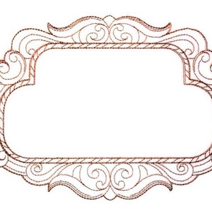 May include: An oval frame with a blank centre, featuring intricate, swirling patterns and a rope-style border. The design is in a warm copper-brown hue, suggesting it's for embroidery or a similar craft project. The frame's shape is decorative.