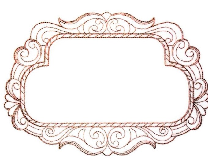 Scrolled Frame embroidered quilt label to customize with your personal message