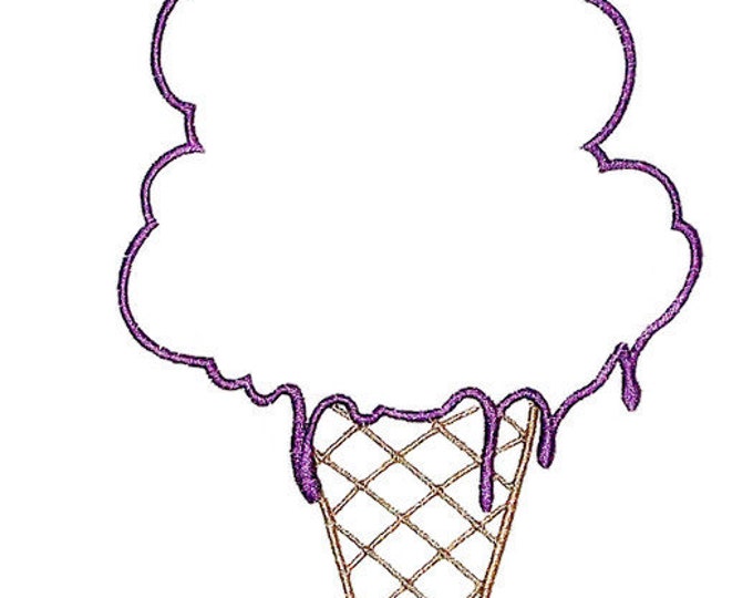 Ice Cream cone outline embroidered quilt label to customize with your personal message