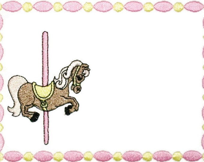 Merry go round embroidered quilt label to customize with your personal message