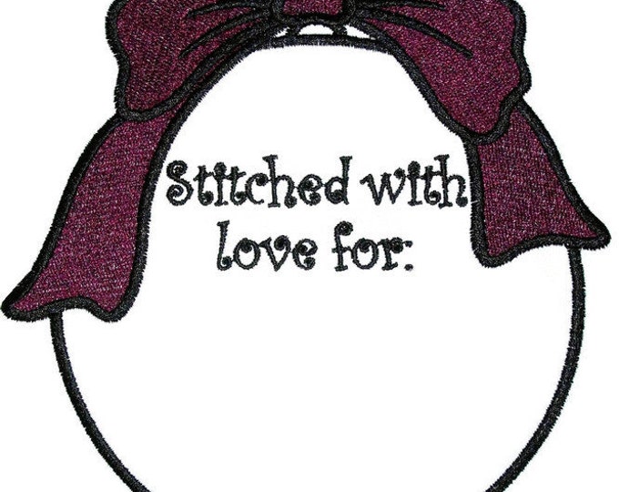 Christmas ornament embroidered quilt label for blocks or tops, to customize with your personal message