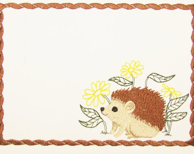 Hedgehog Embroidered Quilt Label to customize with your personal message