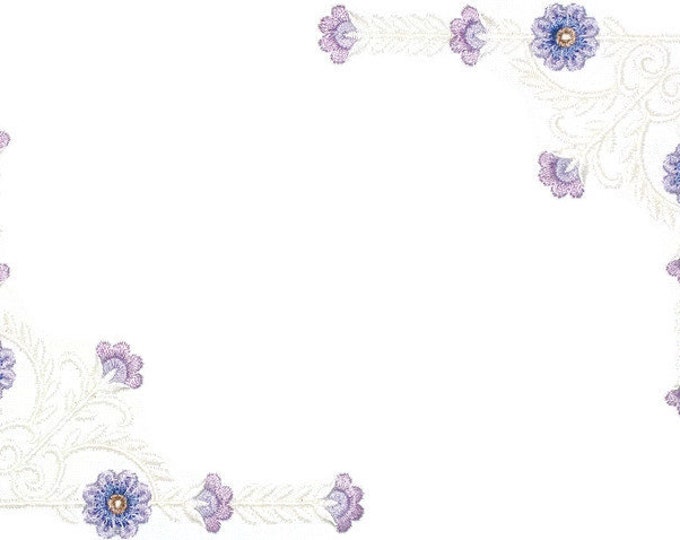 Purple floral scrollwork quilt label to customize with your personal message