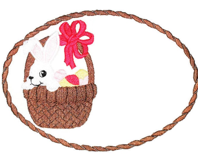 Easter bunny basket Embroidered quilt label to customize with your message.