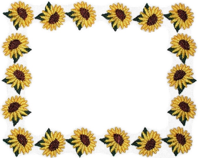 Yellow sunflowers embroidered quilt label to customize with your personal message