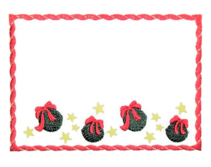 Christmas Balls embroidered quilt label to customize with your personal message