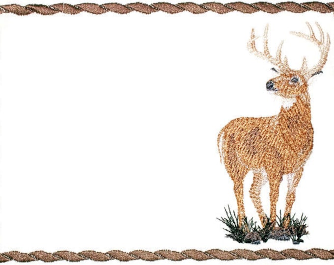 Buck deer  embroidered quilt label to customize with your personal message