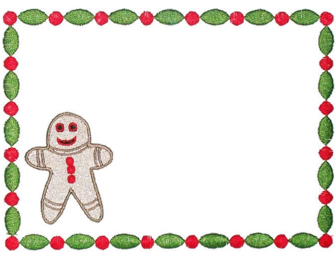 Gingerbread Man embroidered quilt label to customize with your personal message