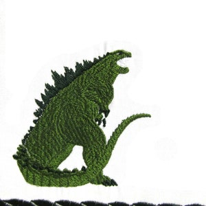 Godzilla embroidered quilt label to customize with your personal message image 2
