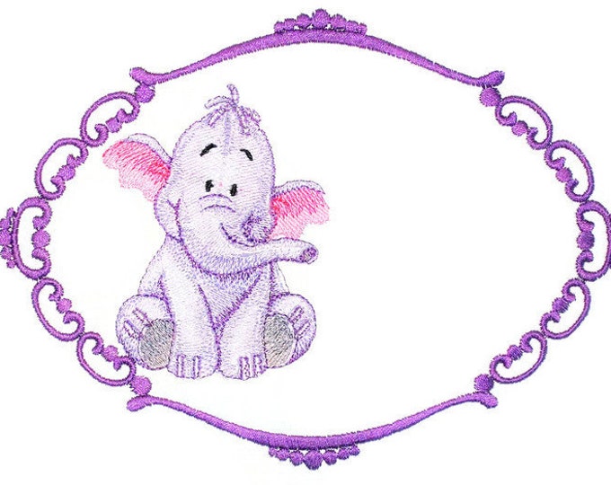 Heffalump Purple Embroidered Quilt Label to customize with your personal message