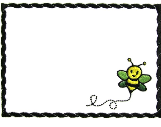 Bumble bee embroidered quilt label to customize with your personal message