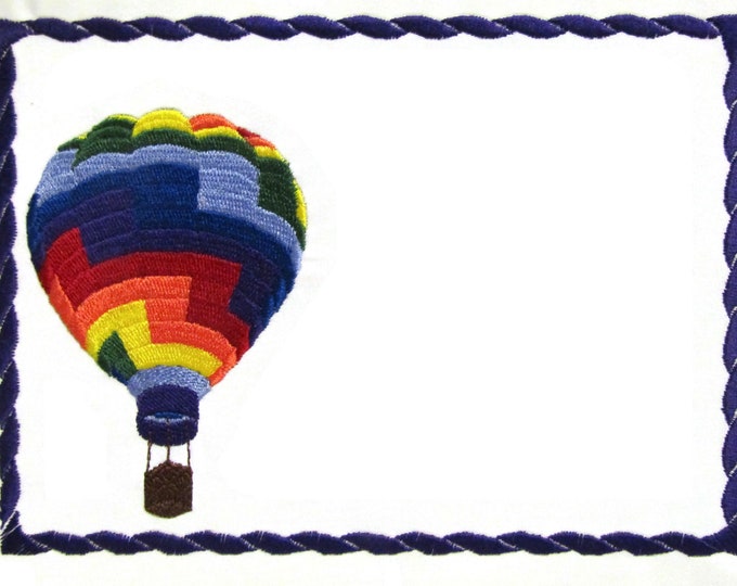 Hot Air Balloon embroidered quilt label to customize with your personal message