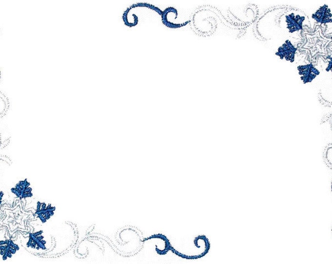 Snowflake filigree embroidered quilt label, to customize with your personal message