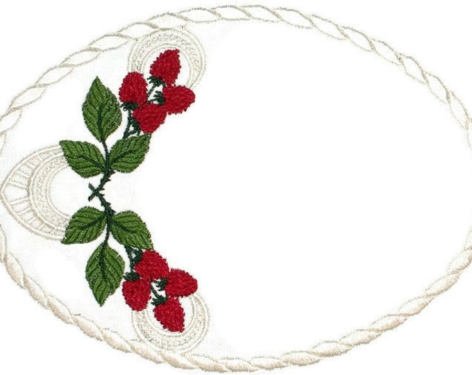 Raspberry & Lace embroidered quilt label to customize with your personal message