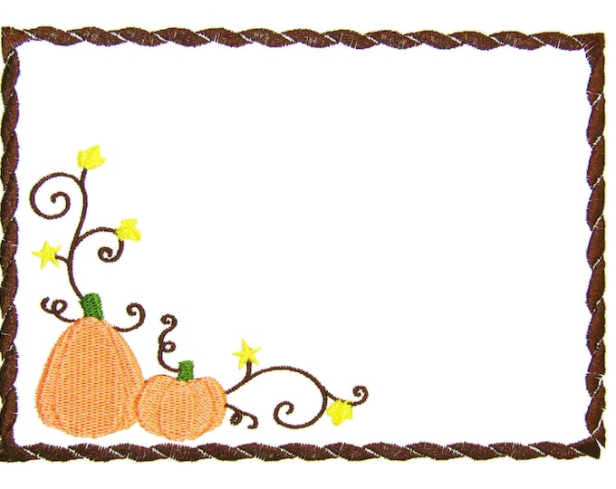 Fall Pumpkins embroidered quilt label to customize with your personal message
