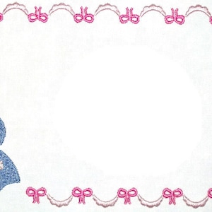 Sunbonnet Sue embroidered quilt label, to customize with your personal message