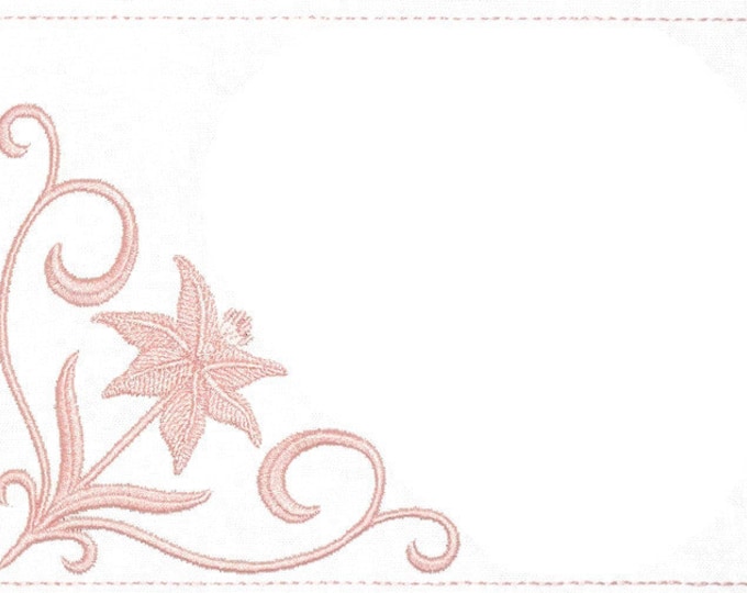 Lily Floral embroidered quilt label to customize with your personal message