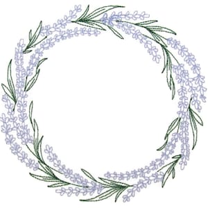 Lavender Wreath embroidered quilt label to customize with your personal message