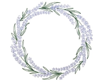 Lavender Wreath embroidered quilt label to customize with your personal message