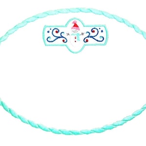 Snowman filigree embroidered quilt label to customize with your personal message