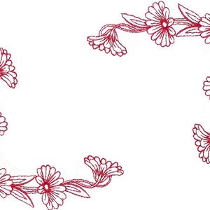 Redwork floral embroidered quilt label to customize with your personal message