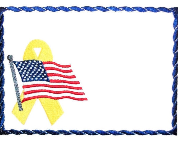 Quilt of  Valor label, Support our Troops US, patriotic embroidered quilt label to customize with your personal message