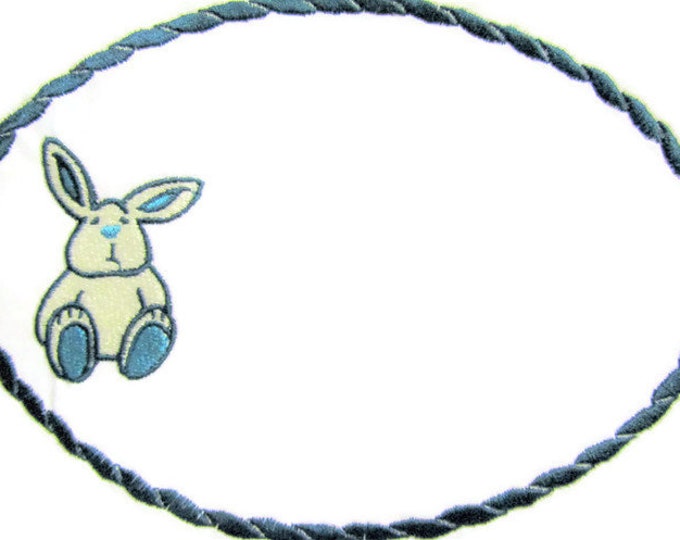 Bunny toy embroidered quilt label to customize with your personal message