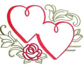 Hearts embroidered quilt label to customize with your personal message