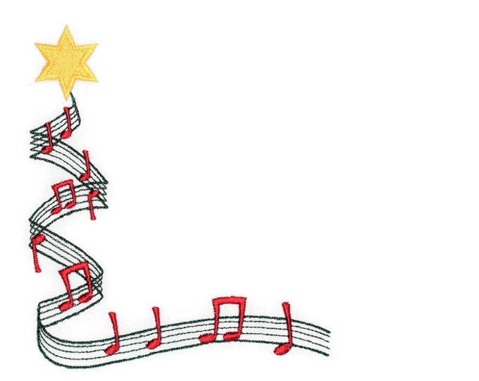 Musical Christmas tree embroidered quilt label to customize with your personal message