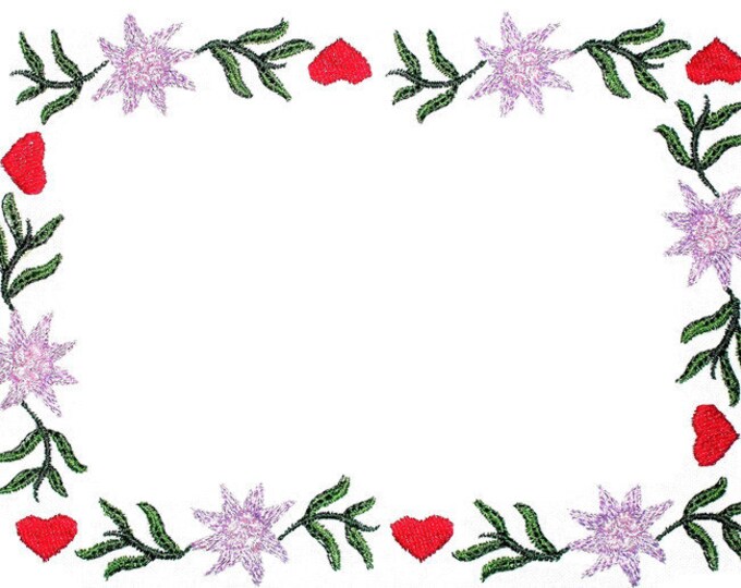 Edelweiss Hearts floral embroidered quilt label, to customize with your personal message