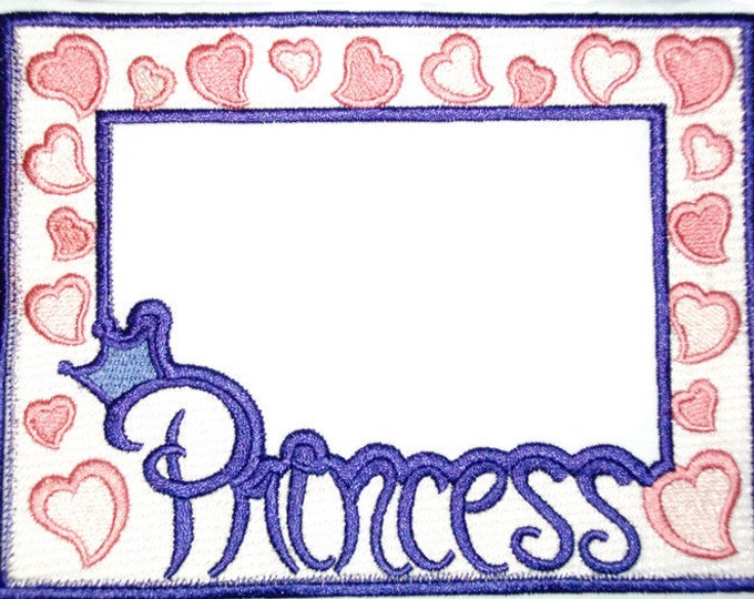 Princess hearts embroidered quilt label, to customize with your personal message