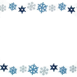 Blue snowflake embroidered quilt label to customize with your personal message