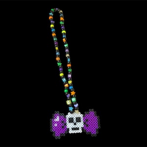 Skull Bow Kandi Necklace