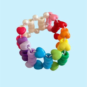 Rainbow hearts kandi cuff