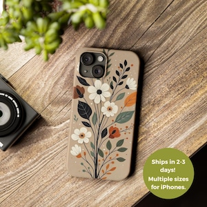 Autumn Flowers iPhone Case, Fall Floral Aesthetic iPhone Cover, Slim Phone Case, Flower lovers gift, Christmas gift for her, iphone case