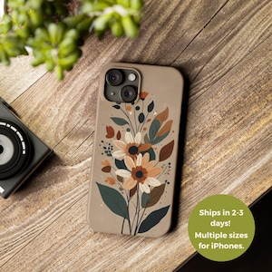 Fall Floral Aesthetic iPhone Cover, Autumn Flowers iPhone Case, Cute Fall Botanical, Slim Phone Case, Flower lovers gift, stocking stuffer