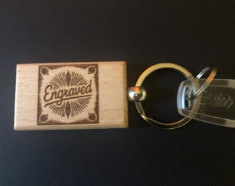 Op maat gegraveerde houten sleutelhanger