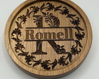 Personalized Engraved Wood Coaster Set - Custom Names and Designs, Gift for Him or Her
