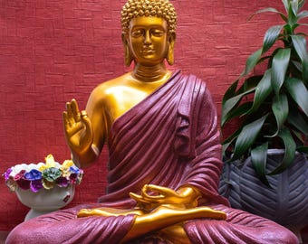 Resin Buddha Statue 38 cm – Meditationsfigur für Zuhause – Spirituelle Zen Skulptur – Yoga & Mindfulness Dekoration