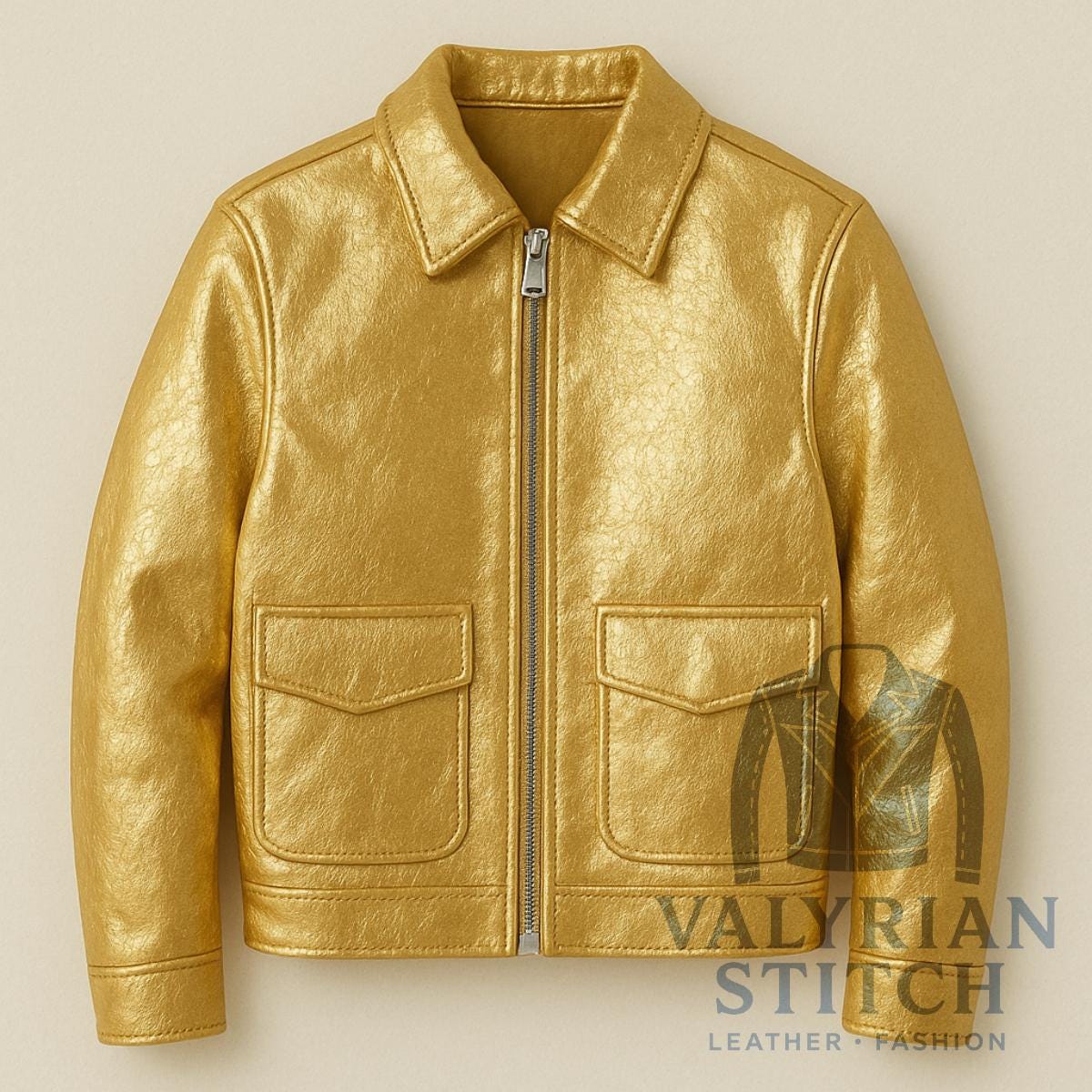 Gold Metallic Leather Bomber Jacket: Two-tone Festival Coat - Etsy