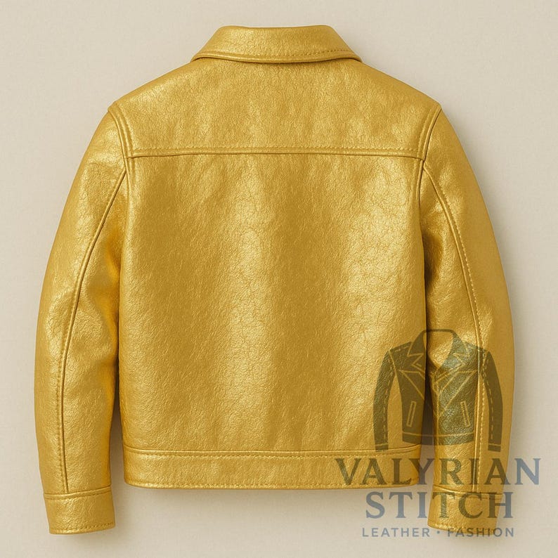 Gold Metallic Leather Bomber Jacket: Two-tone Festival Coat - Etsy